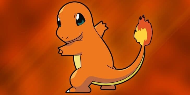 Charmander posing in a forest