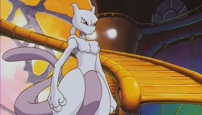 Mewtwo staring through laboratory glass