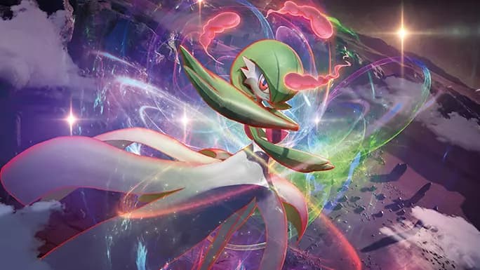 Gardevoir standing in a glowing field of light