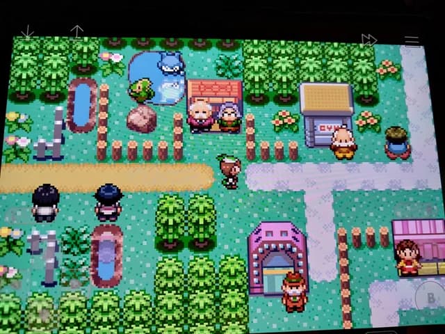 Player standing between Team Magma and Team Aqua in Pokémon Emerald