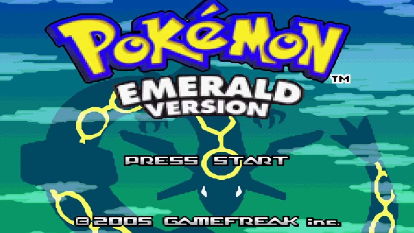 Pokémon Emerald key art with Rayquaza