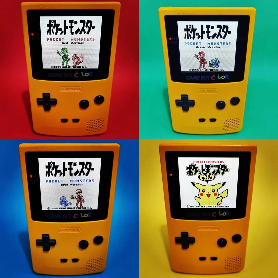 Japanese and English Pokémon Game Boy cartridges side by side